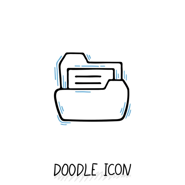 Doodle icône de dossier avec du papier . — Image vectorielle