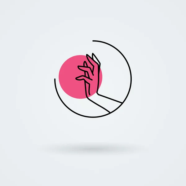Vektorové ikony s půvabnou ženskou rukou v krásném prostředí. — Stockový vektor