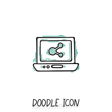 Doodle Laptop simge tasarlamak. Netbook, ultrabook.
