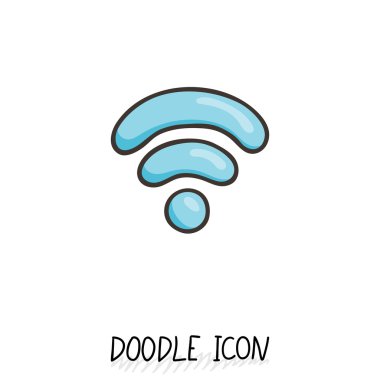 Doodle wifi simgesi. Vektör internet ve bağlantı simgesi.
