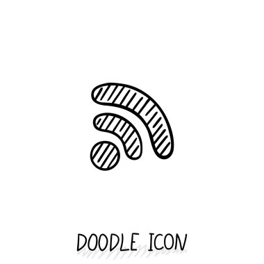 Doodle wifi simgesi. Vektör internet ve bağlantı simgesi.
