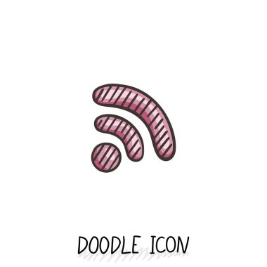 Doodle wifi simgesi. Vektör internet ve bağlantı simgesi.