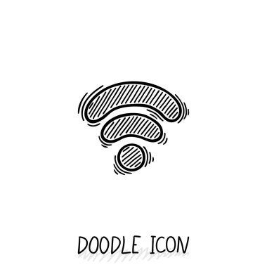 Doodle wifi simgesi. Vektör internet ve bağlantı simgesi.