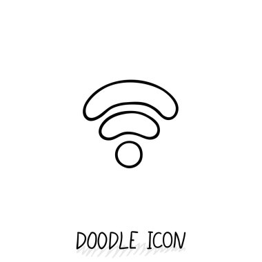 Doodle wifi simgesi. Vektör internet ve bağlantı simgesi.