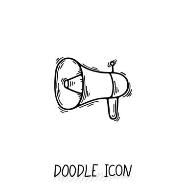 Vektör simge megafon ile doodle. Hoparlör piktogram.
