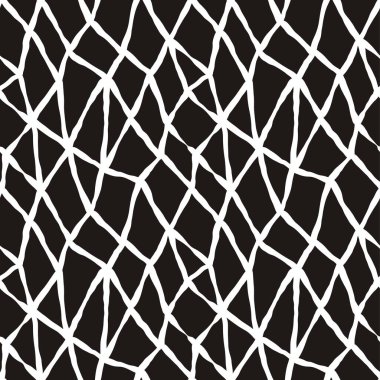 Kusursuz el çizimi mürekkep deseni. Yaratıcı, uçsuz bucaksız arkaplan. Kalın monokrom çizgileri olan soyut çizgili doku. Dekoratif vektör tasarımı