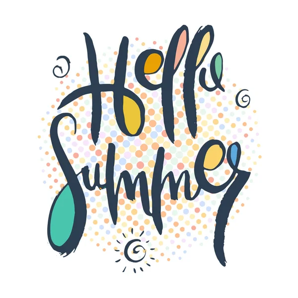 Hello Summer Grunge Lettering Isolated Artwork Typography Stamp Shirt Graphics — Stock Vector