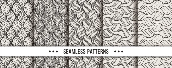 Set Strict Minimalistic Seamless Patterns Collection Coloring Pages Tectile Prints — Stock Vector