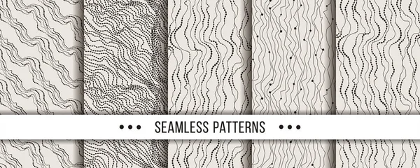 Set Strict Minimalistic Seamless Patterns Collection Coloring Pages Tectile Prints — Stock Vector