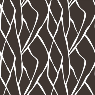 Kusursuz el çizimi mürekkep deseni. Yaratıcı, uçsuz bucaksız arkaplan. Kalın monokrom çizgileri olan soyut çizgili doku. Dekoratif vektör tasarımı