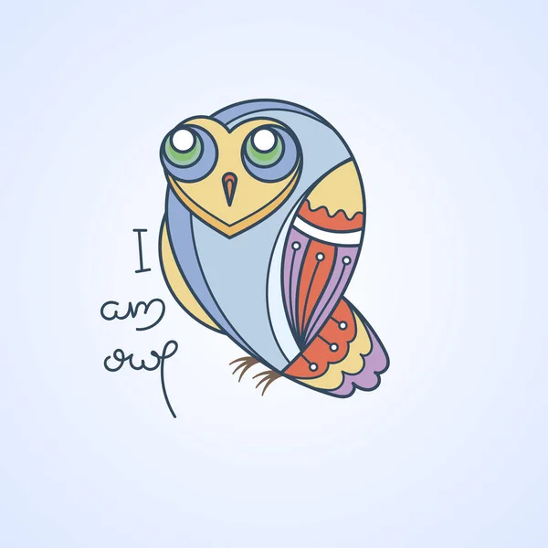 Suis Logo Hibou Design Emblème Isolé Doodel Symbole Éducatif Pour — Image vectorielle