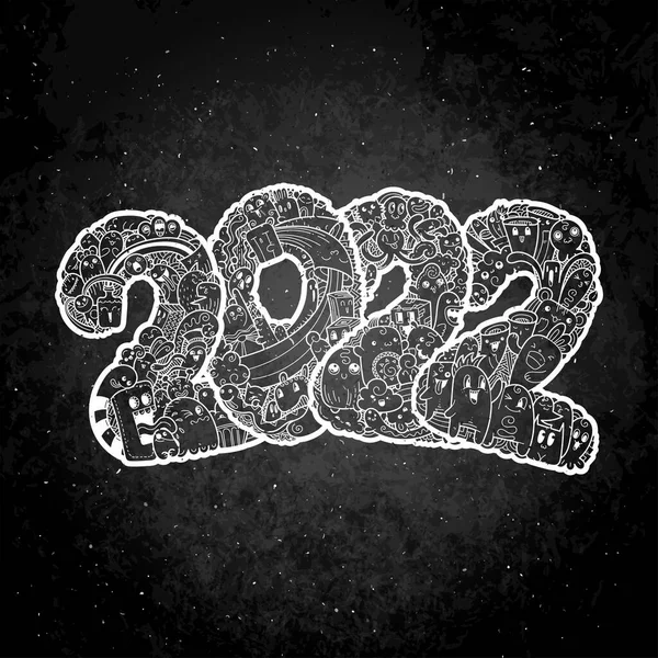 Nouvel 2022 Rencard Monstres Symbole Fête Orné Illustration Vectorielle Pour — Image vectorielle