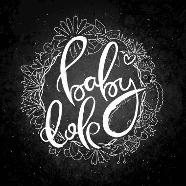 Çiçek arkaplanlı homurdanma kartı. El yapımı karalama harfleri eski usul. El yapımı klasik tipografi