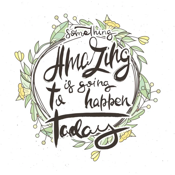 Ręczna kartka grunge z tłem kwiatowym. Ręcznie robione litery doodle w stylu retro. Ręcznie rysowana typografia vintage — Wektor stockowy