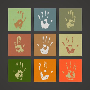 Set of Nine Creative Paper Cards. Hand Drawn Ink Textures.