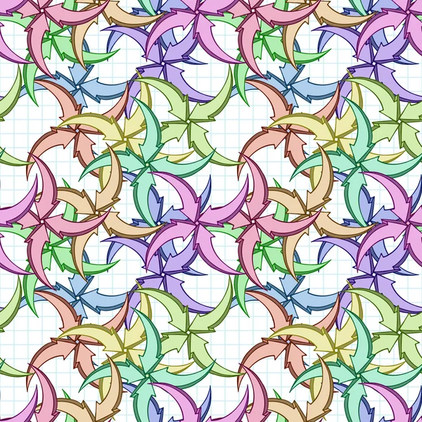 Naadloze patroon van multi-gekleurde volume pijlen op geruite papier — Stockfoto