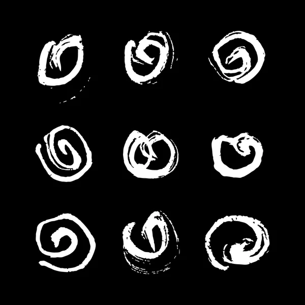 Grunged Traced Circles mit Pinsel und Tinte — Stockfoto