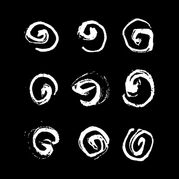 Conjunto de círculos traçados grunhidos por pincel e tinta — Fotografia de Stock