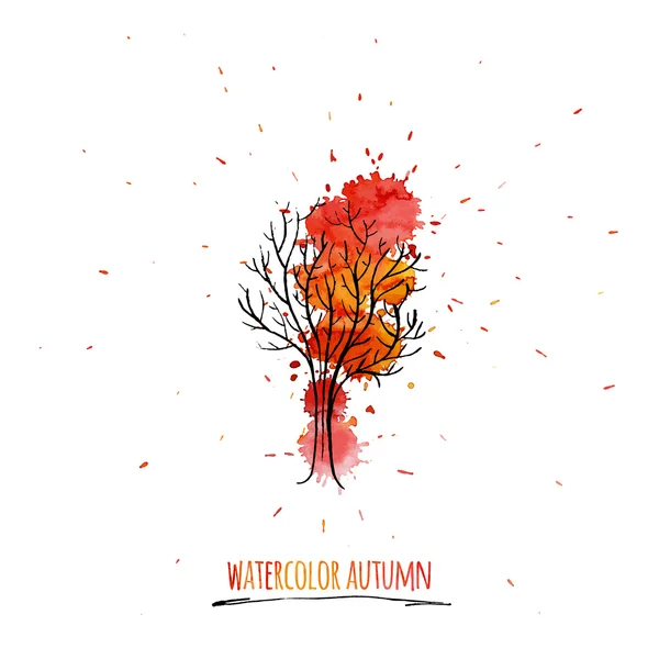 Autumn background drawn in ink and watercolor — Stock Photo, Image