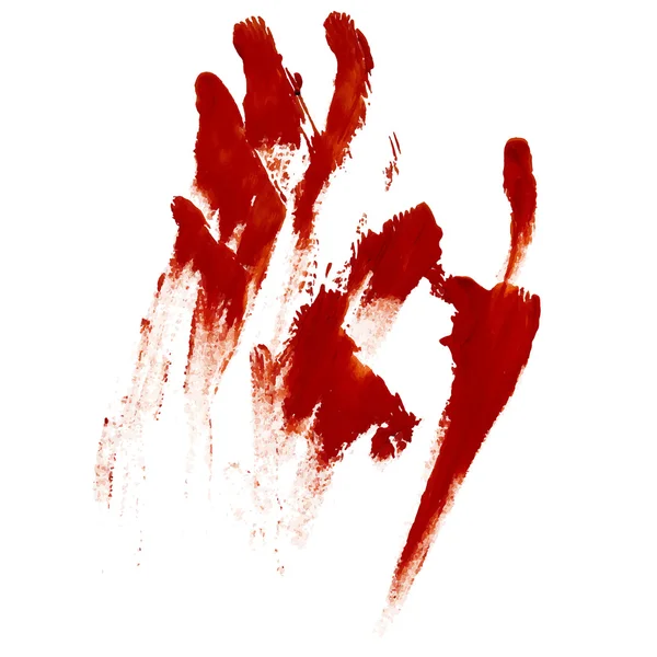 Red greased hand imprint of gouache — Stock Photo, Image