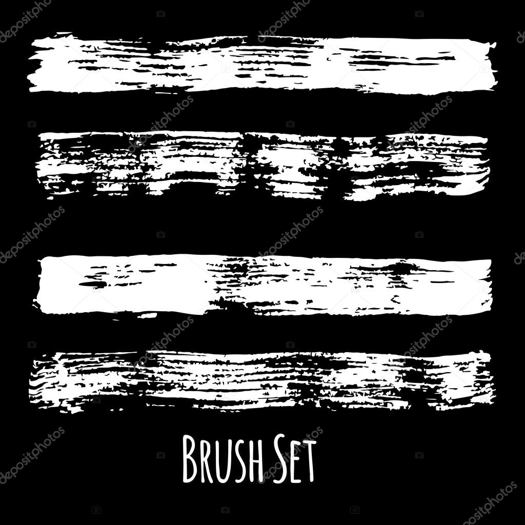 Set of four traced grunge contrasting brushes