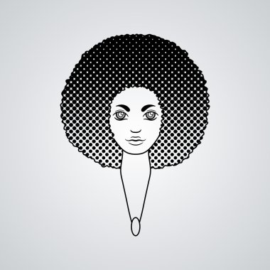 Portrait of a woman with luxuriant hair in the style of an African.  The patterns in the hair.