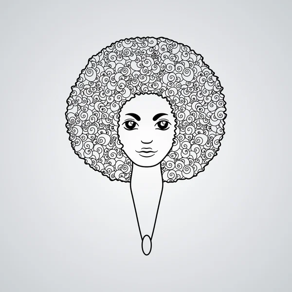 Portrait of a woman with luxuriant hair in the style of an African.  The patterns in the hair. — 스톡 사진
