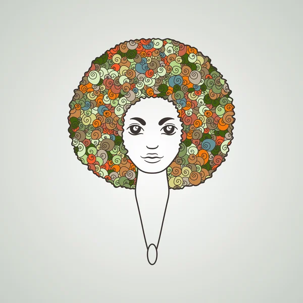 Портрет женщины с пышными волосами в стиле африканца. Узоры на волосах . — стоковое фото