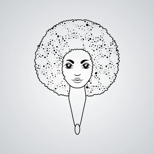 Retrato de una mujer con cabello exuberante al estilo de un africano. Los patrones en el cabello . — Foto de Stock