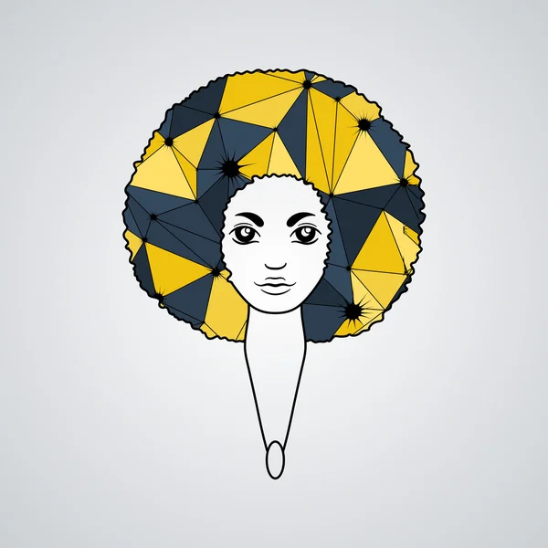 Retrato de uma mulher com cabelo luxuoso no estilo de um africano. Os padrões no cabelo . — Fotografia de Stock