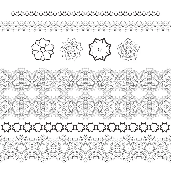 꽃무늬 선조 손 및 양식에 일치 시키는 꽃의 세트 — 스톡 사진