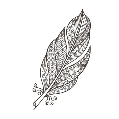 Süslü karmaşık tüy. Doodle. Zentangle