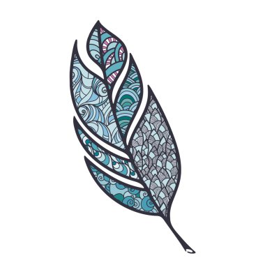 Süslü karmaşık tüy. Doodle. Zentangle