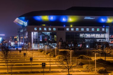 Mannheim, Baden-Wuerttemberg, Almanya, 26 Kasım 2020: Rhein-Neckar-Loewen 'in Alman DHB Premier Ligi hentbol maçı sırasında Corona tecriti nedeniyle izleyiciler olmadan