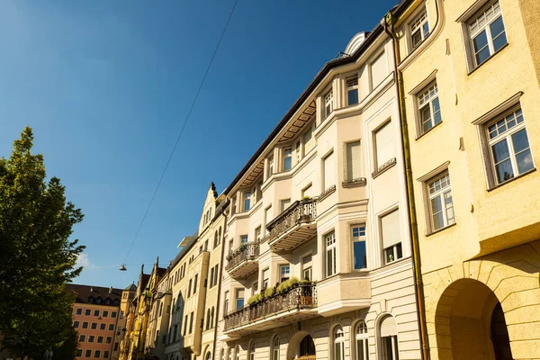 Hermosos Edificios Antiguos Ciudad Munich Edificios Antiguos Renovados Apartamentos Condominios — Foto de Stock