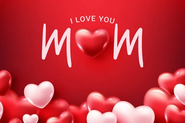 Love You Mom Happy Mother Day Greeting Card — Stock Vector