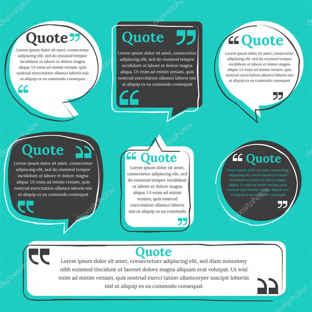 Quote box and speech bubble templates set
