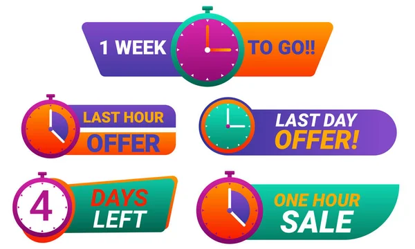 Countdown Badges Set Clock — Stock Vector