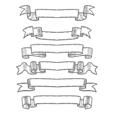 Eski model kurdele bayrakları ve gravür tarzında çizimler