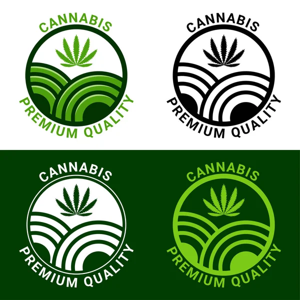 Medical Cannabis Badges Collection Vector Illustration - Stok Vektor