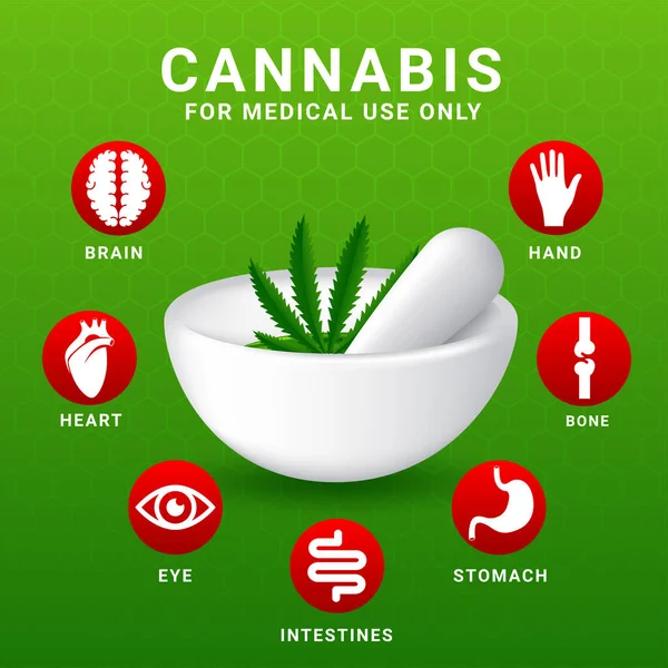 Concept Cannabis Medical Uses Infographic - Stok Vektor