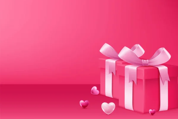 Feliz Día San Valentín Fondo Con Caja Regalo — Vector de stock