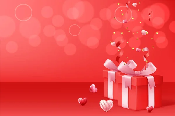 Happy Valentine Day Hintergrund Mit Geschenk Box — Stockvektor