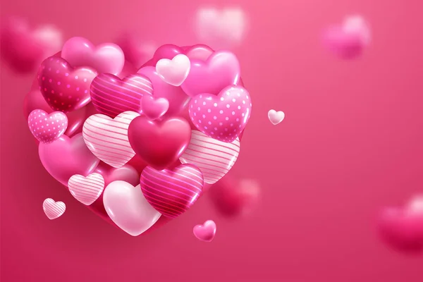Fundo Feliz Dia Dos Namorados Com Corações —  Vetores de Stock