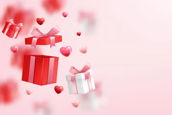 Fallende Geschenkschachtel Valentinstag Feiern — Stockvektor