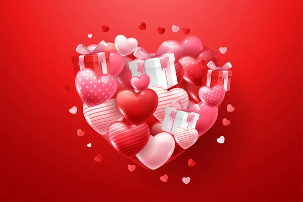 Fundo Feliz Dia Dos Namorados Com Corações —  Vetores de Stock