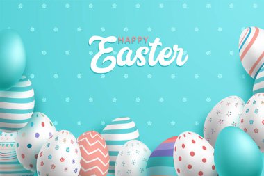 Gerçekçi yumurtaları olan şablon vektör kartı