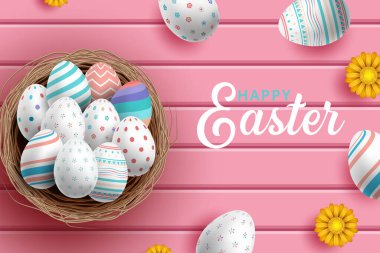 Renkli yumurtalı Paskalya tebrik kartı.
