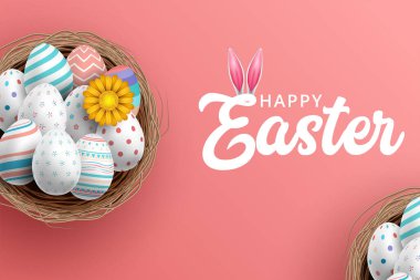 Renkli yumurtalı Paskalya tebrik kartı.