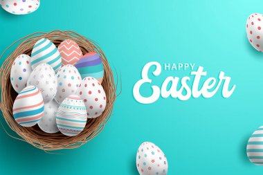 Renkli yumurtalı Paskalya tebrik kartı.